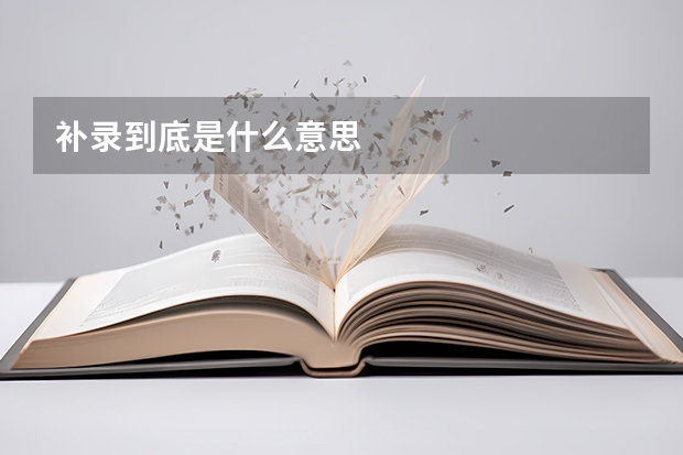 补录到底是什么意思